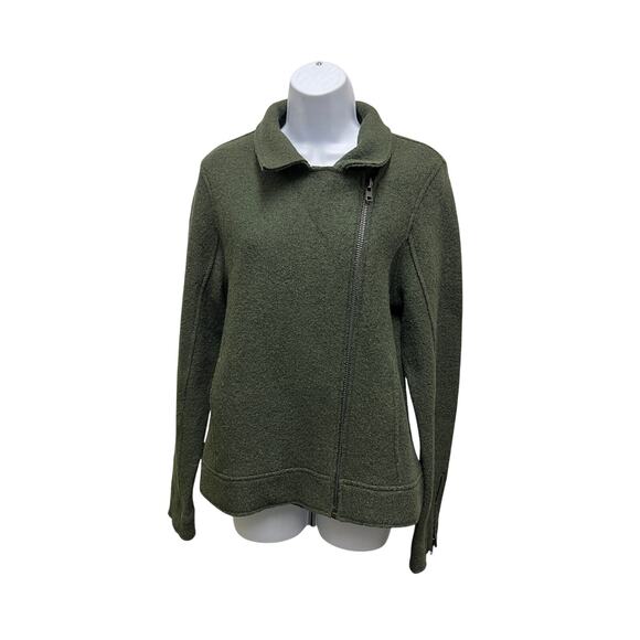 Tahari Jackets & Blazers - Tahari Olive Green Asymmetrical Wool Moto Jacket Size L Minimalist Vibe
